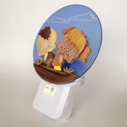 Handmade wooden plug blue - wooden, plug-in